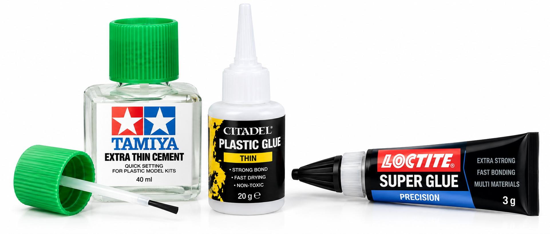 Modelling glues for plastic models, resin, photo-etched parts and dioramas